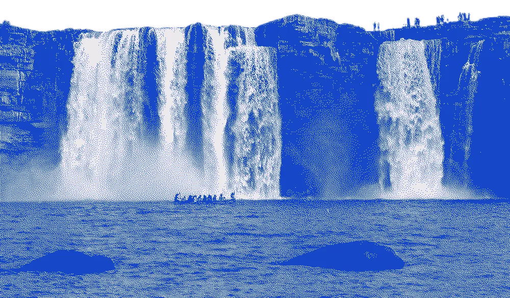 Dithered image of Chitrakoot Waterfall in Bastar, Chhattishgarh